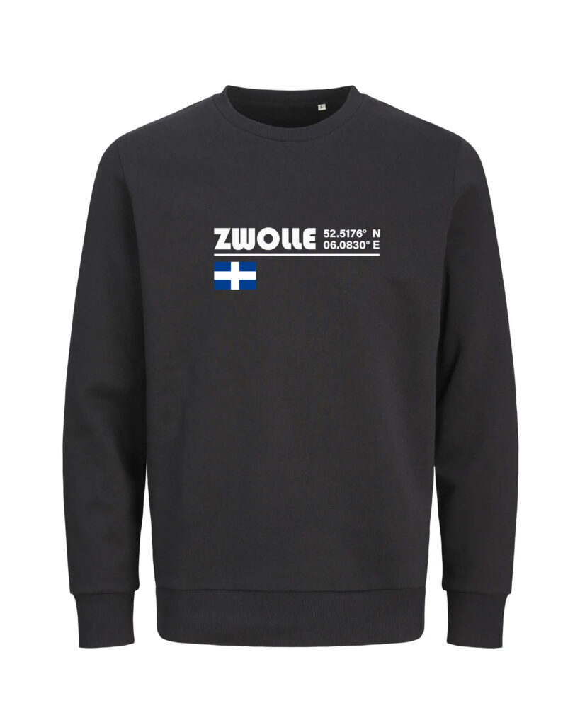 Zwolle sweater in zwart – voorkant