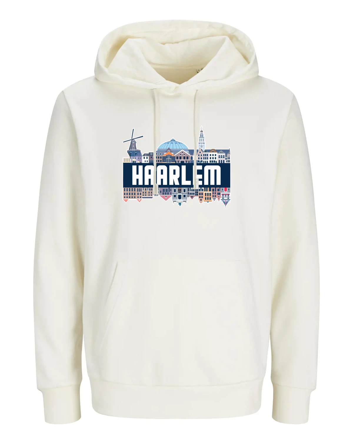 Haarlem hoodie in gebroken wit – voorkant